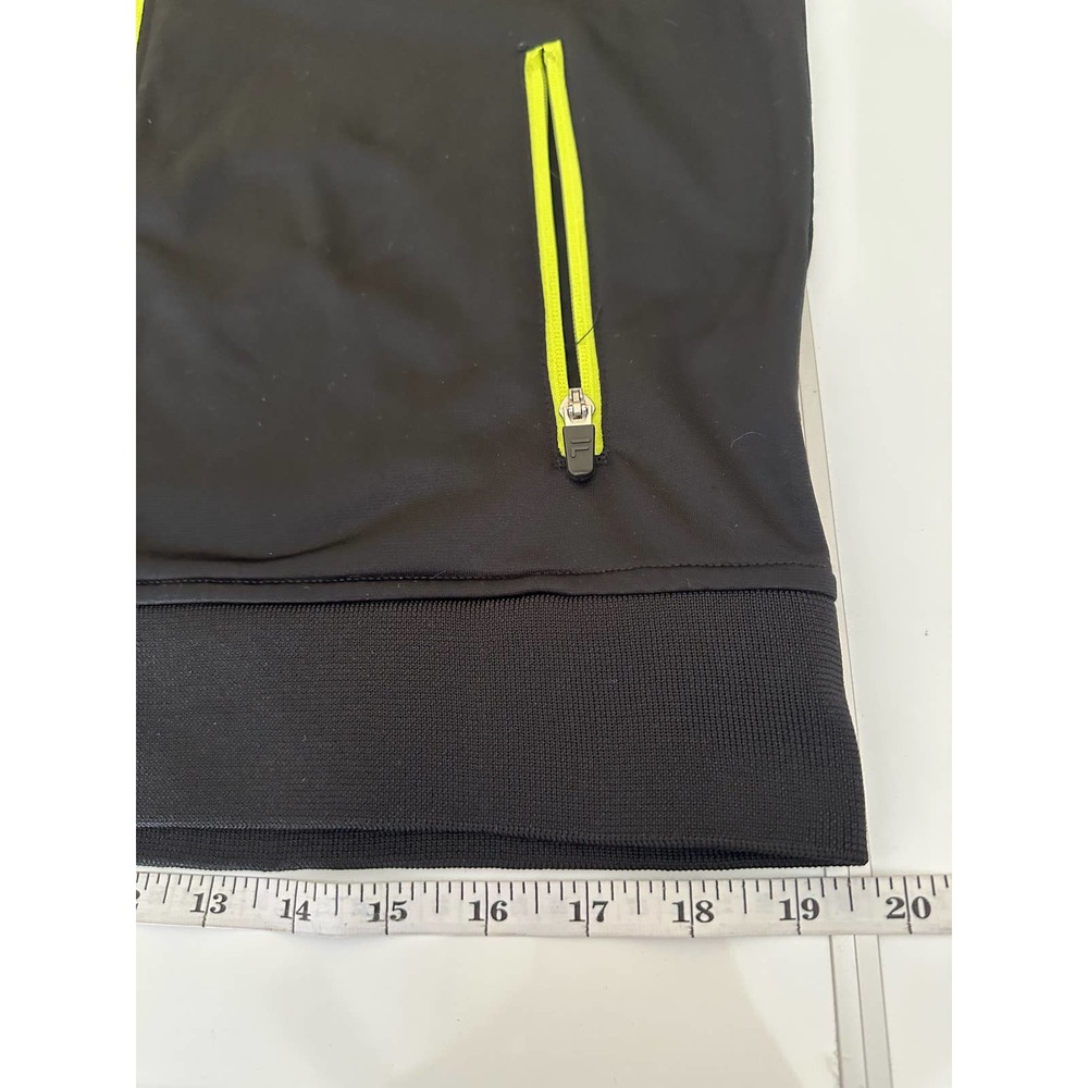 Women M Fila black jacket neon green yellow edge zipper workout - Picture 8 of 13